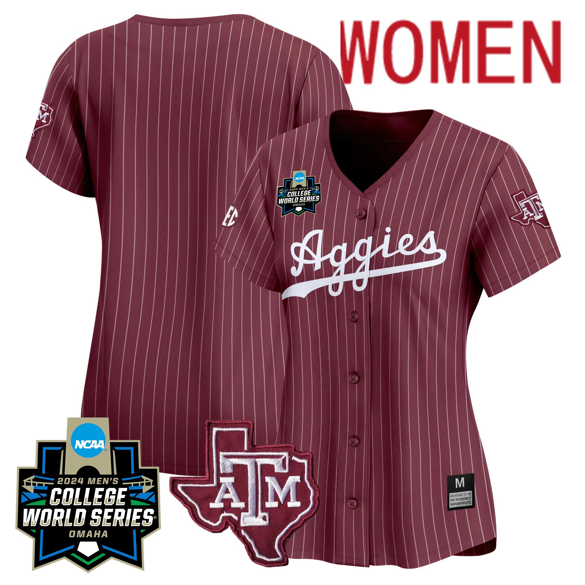 Women Texas A&M Aggies Blank Red Stripe 2024 College World Series Vapor Premier Limited NCAA Jersey